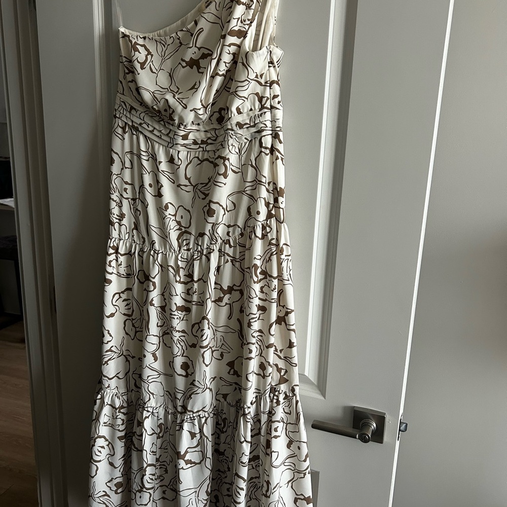Entro Cream Asymmetrical Ruffled Sundress